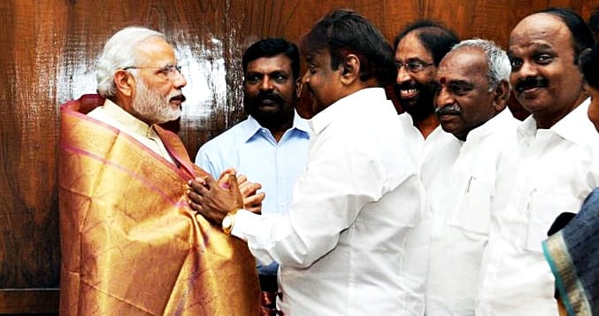 PM Narendra Modi with Vijayakanth