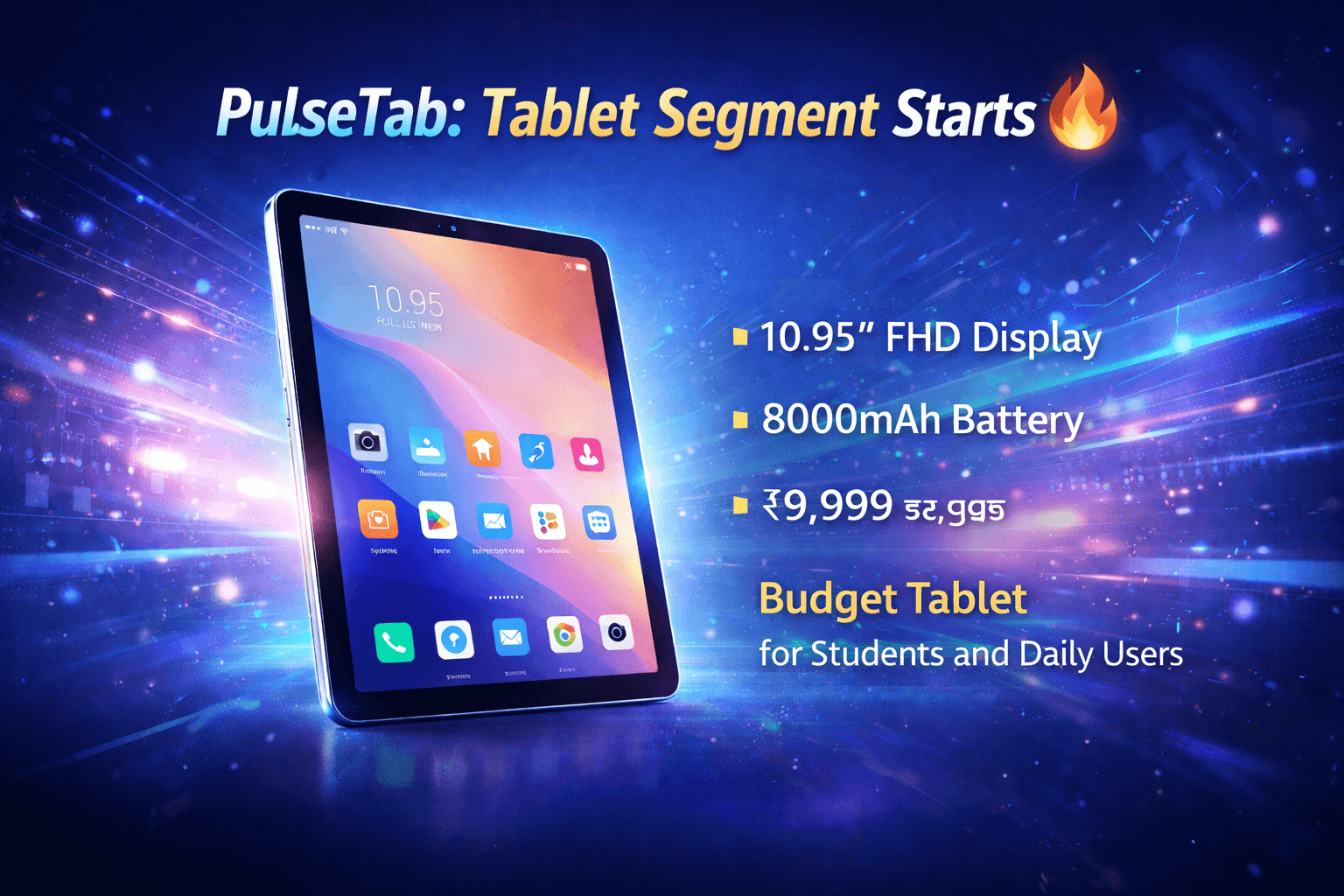 Ai+ PulseTab tablet launch in India with 10.95 inch display and 8000mAh battery
