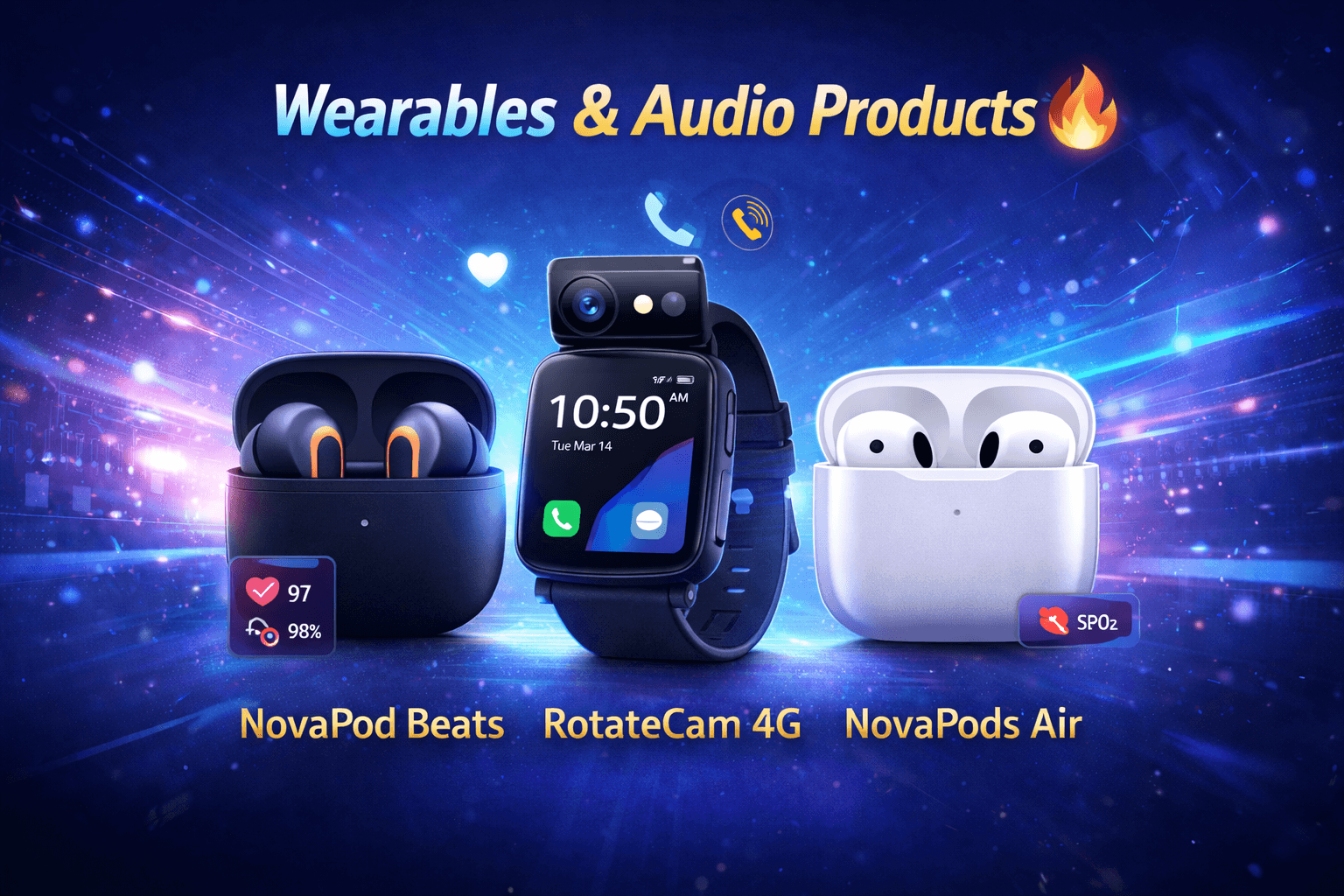 Ai+ wearables launch NovaPod Beats NovaPods Air and RotateCam 4G smartwatch in India
