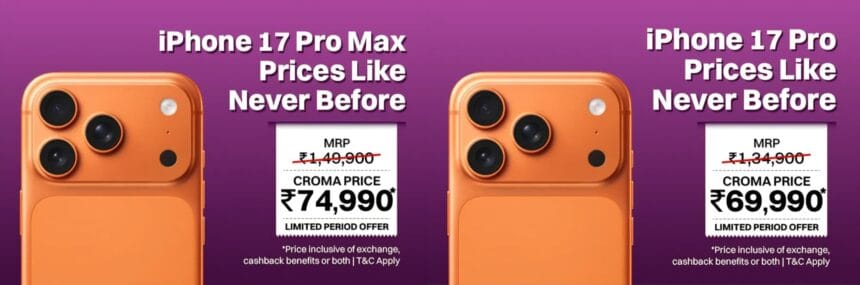 iPhone 17 Pro and iPhone 17 Pro Max deals at Croma