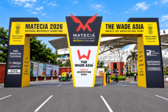 MATECIA Exhibition entrance at Yashobhoomi, New Delhi with THE WADE ASIA