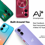 Ai+ Smartphone devices in green, red, blue and purple with the message Built Around You