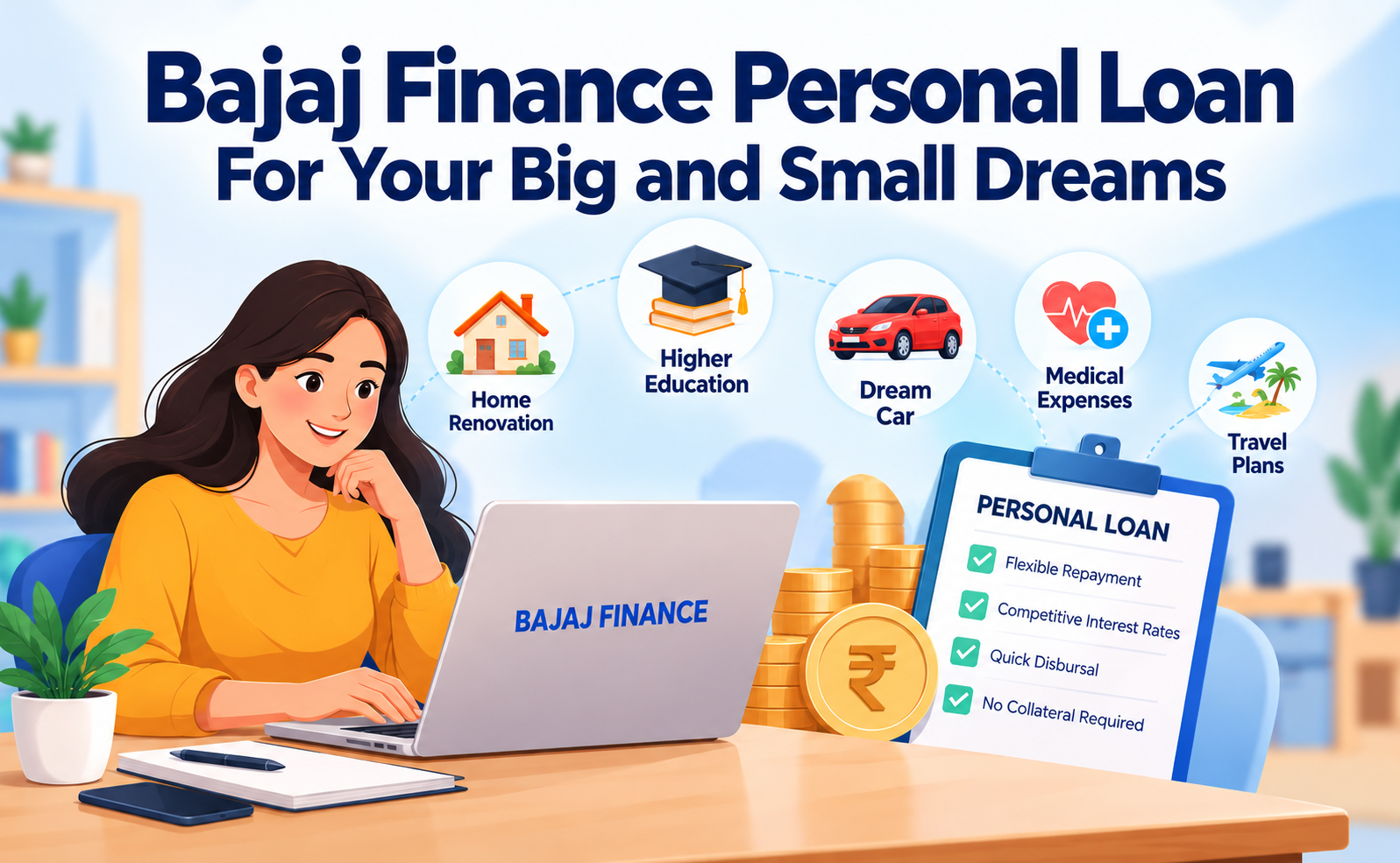 Bajaj Finance Personal Loan for home renovation, education, medical expenses and travel plans