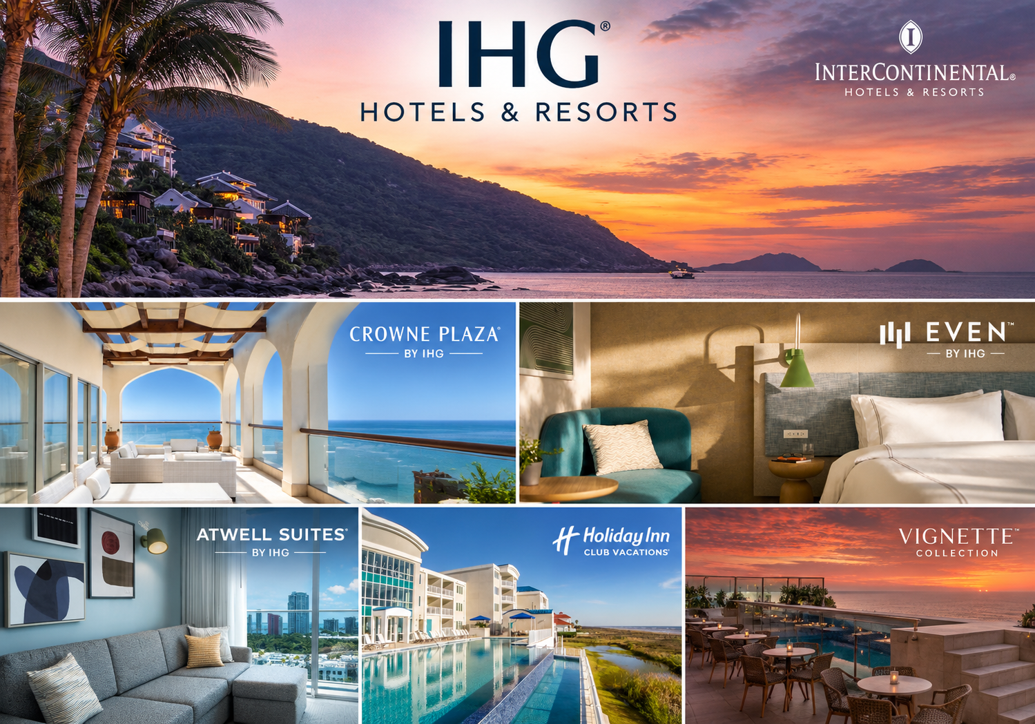 InterContinental Mumbai Goregaon- IHG Hotels & Resorts collage featuring InterContinental, Crowne Plaza, EVEN and other hotel brands