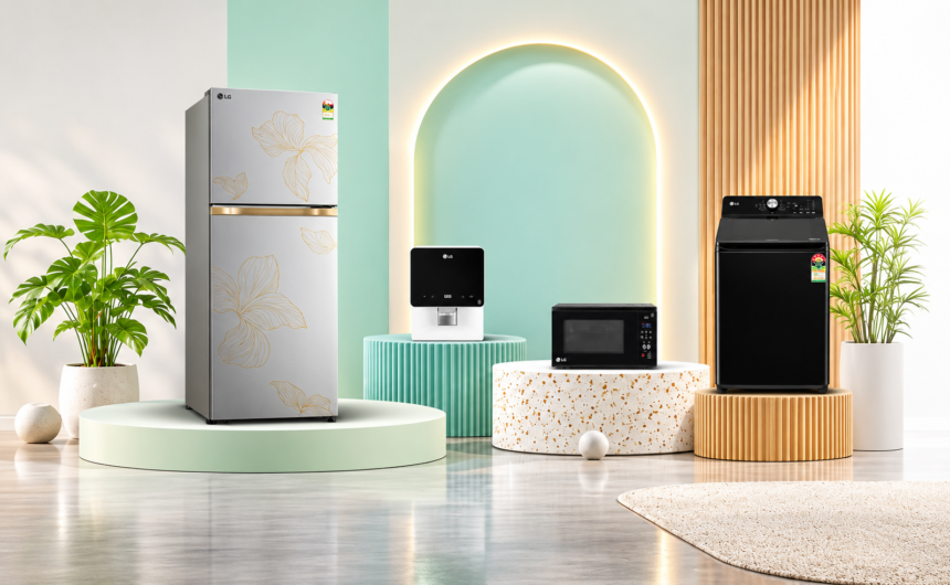 Home Appliances: LG Home Appliances including refrigerator, microwave and washing machine for Diwali
