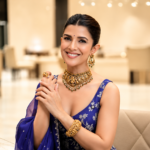 Jewellery Shopping: Nimrat Kaur wearing a blue outfit and statement gold jewellery at Phoenix Marketcity Mumbai