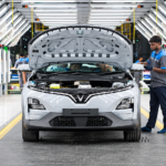 Electric Mobility : VinFast electric SUV undergoing inspection at an automotive manufacturing facility